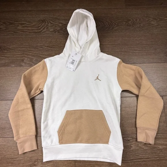 Jordan Youth Colorblock Hoodie NWT Sz S Tan/Cream, Basketball Back to School - Picture 1 of 12